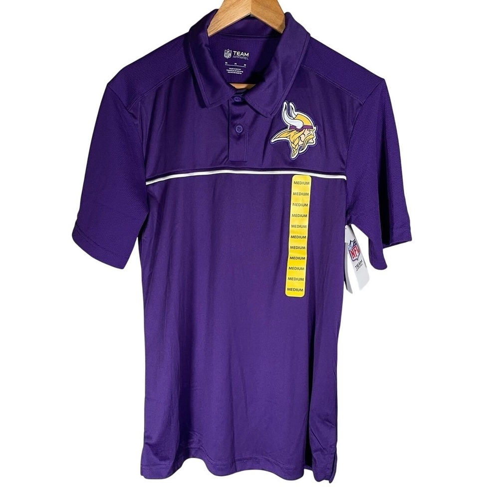 NEW Minnesota Vikings Mens Medium Polo Shirt Purple NFL Football Team‎ Fan Gear